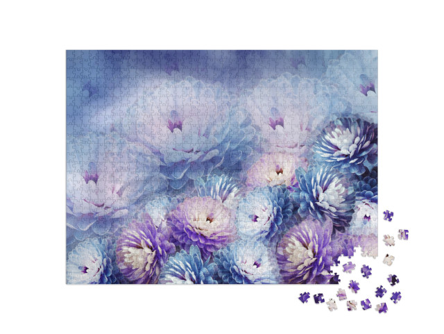 Puzzle 1000 pezzi „Crisantemi viola e blu“