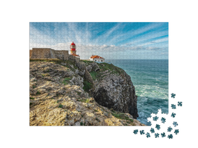 Puzzle 1000 pezzi „Faro di Cape St Vincent sull'Oceano Atlantico, Portogallo“