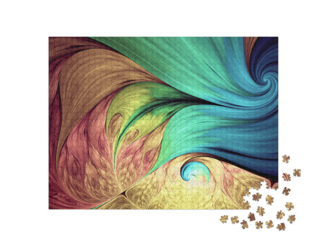 Puzzle 1000 pezzi „Schemi di rilassamento con motivi frattali: forme naturali fluenti, fiori, spirali“
