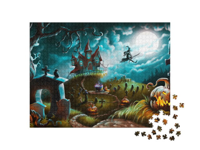 Puzzle 1000 pezzi „Illustrazione: La mistica notte di Halloween“
