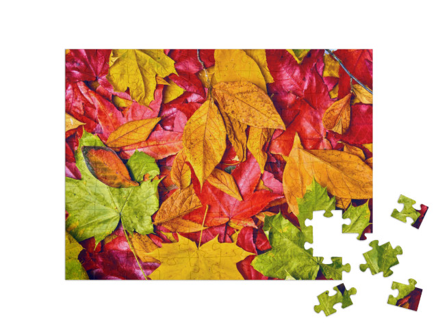 Puzzle 100 pezzi „Sfondo di foglie d'autunno“