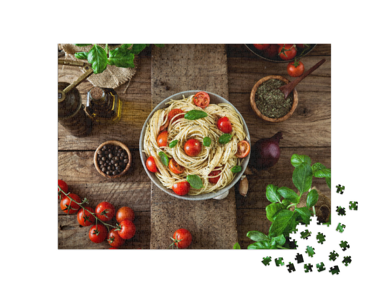 Puzzle 1000 pezzi „Pasta fresca con olio d'oliva e aglio“