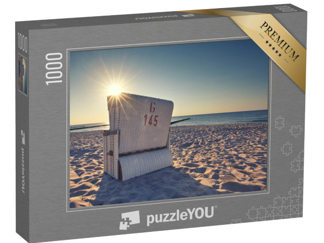 Puzzle 1000 pezzi „Tramonto con sedia a sdraio bianca sul Mar Baltico“