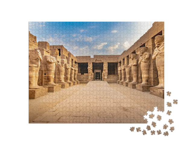 Puzzle 1000 pezzi „Grandi sculture e faraoni nel Tempio di Karnak, Egitto“