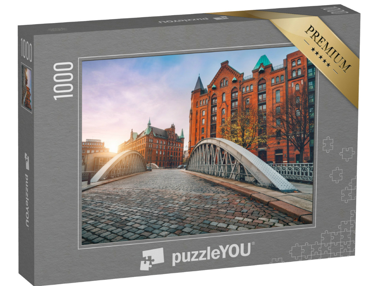 Puzzle 1000 pezzi „Ponte ad arco sui canali dell'Alster, Amburgo“