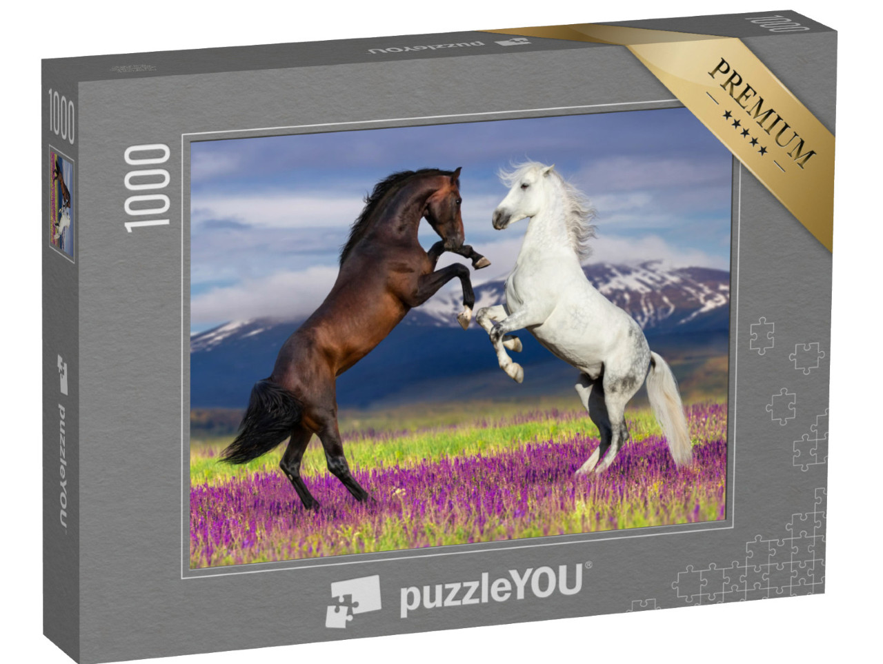 Puzzle 1000 pezzi „Bellezza selvaggia: due cavalli che ballano“