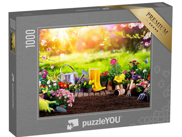 Puzzle 1000 pezzi „Giardinaggio primaverile nel giardino soleggiato“