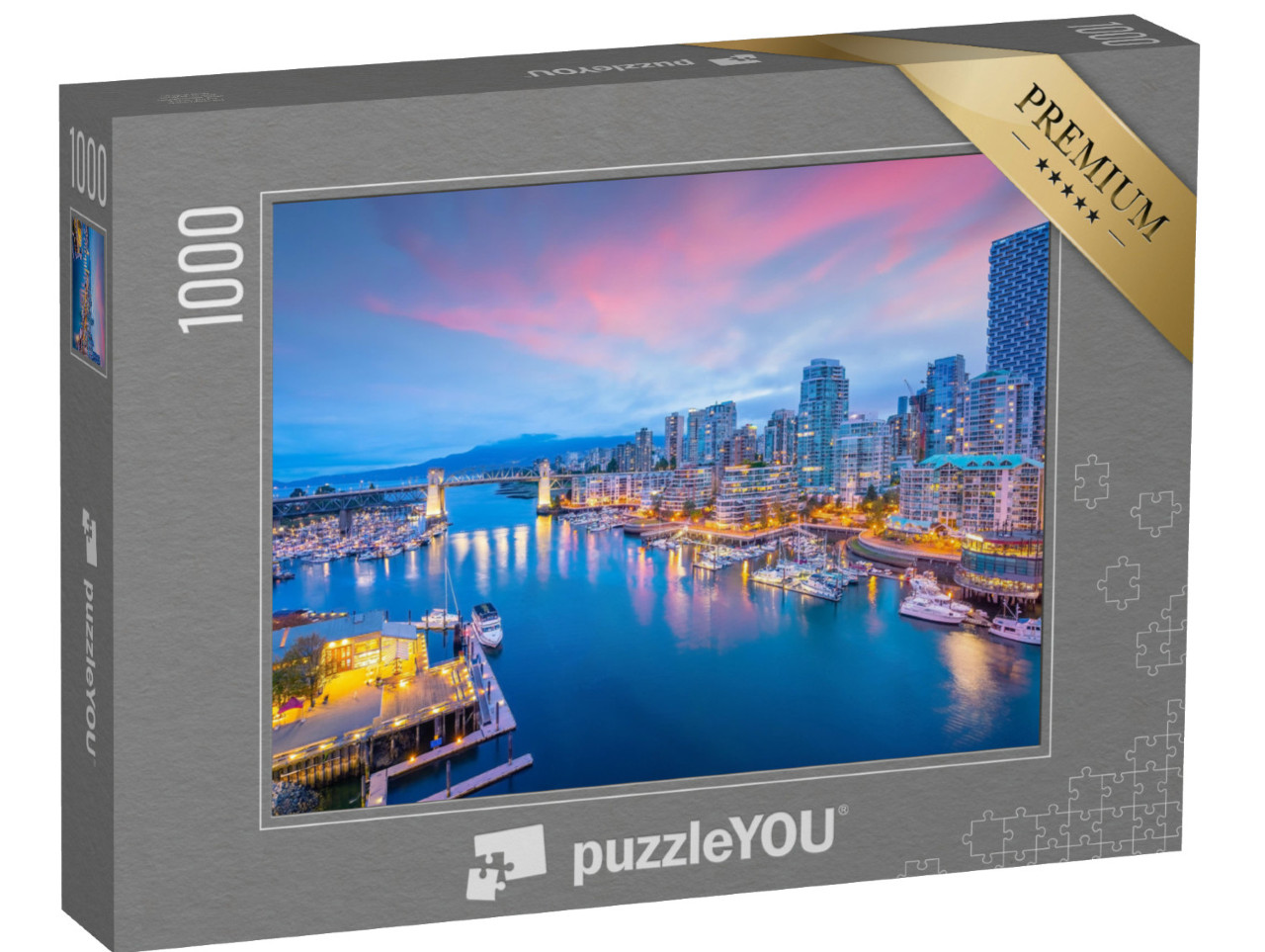 Puzzle 1000 pezzi „Vista dello skyline di Vancouver al tramonto“