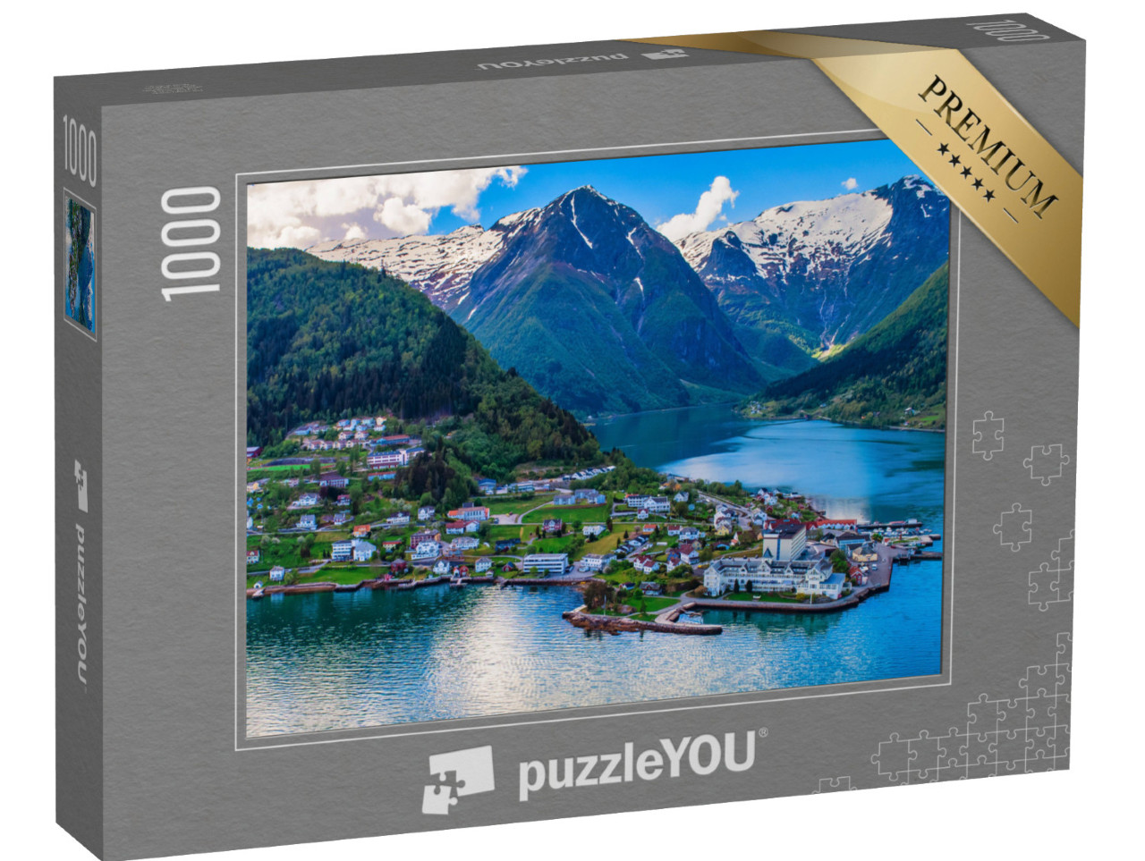 Puzzle 1000 pezzi „Balestrand, città della regione di Sogn og Fjordane, Norvegia“