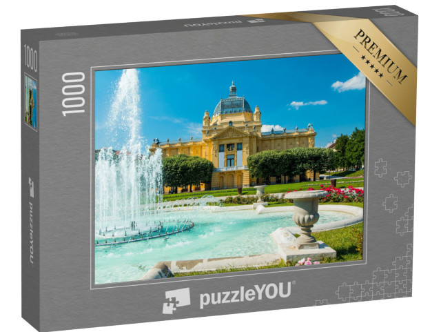 Puzzle 1000 pezzi „Padiglione d'arte e fontana, Zagabria, Croazia“