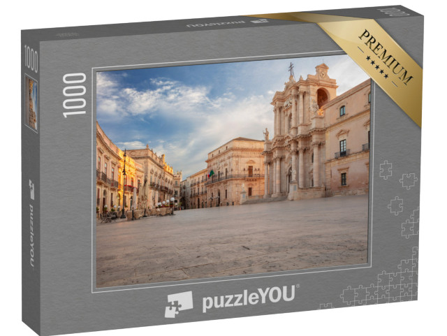 Puzzle 1000 pezzi „Siracusa, Sicilia, Italia. Paesaggio del centro storico, Italia con l'antica piazza e la cattedrale“