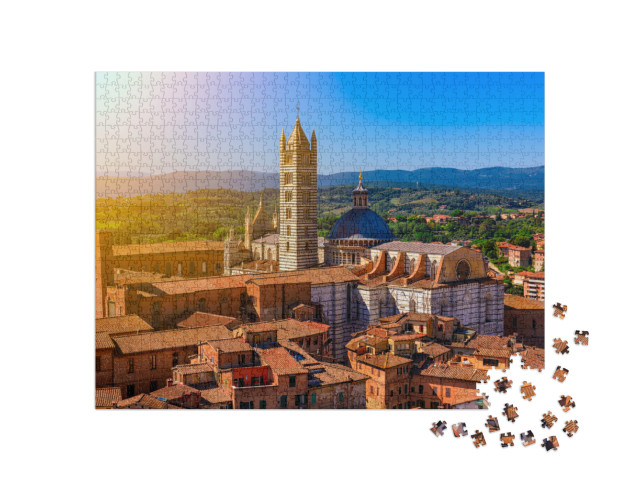 Puzzle 1000 pezzi „Veduta aerea di Siena e del Duomo di Siena a Siena, Toscana, Italia“