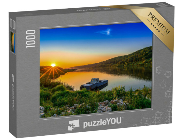 Puzzle 1000 pezzi „Battello fluviale nel tramonto dorato“