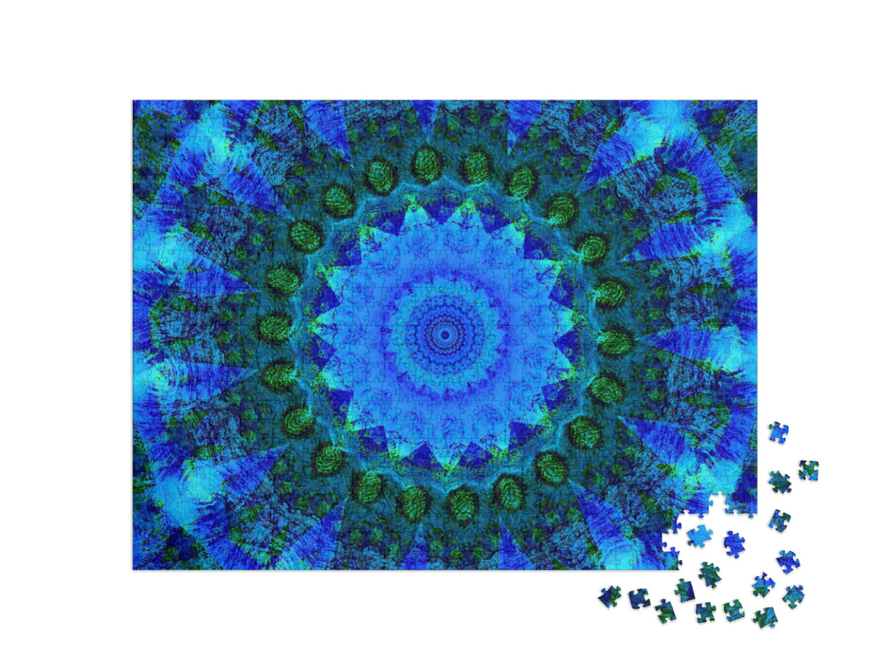 Puzzle 1000 pezzi „Un mandala blu elettrico“