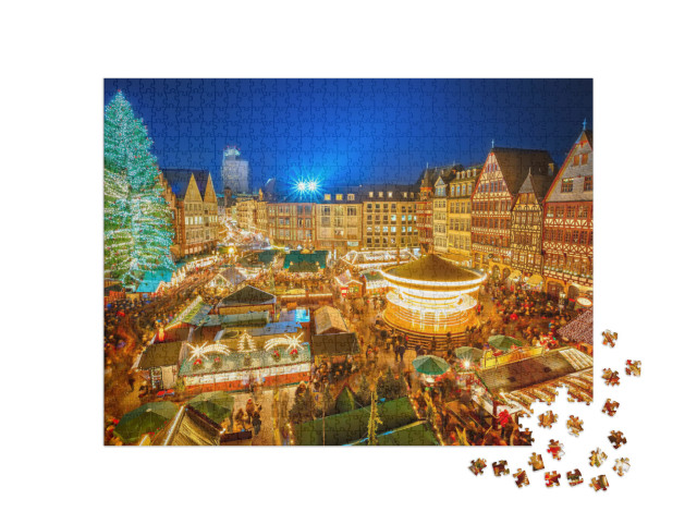 Puzzle 1000 pezzi „Tradizionale mercatino di Natale nel centro storico di Francoforte, Germania“