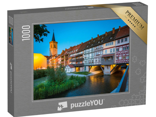 Puzzle 1000 pezzi „Centro storico di Erfurt con Krämerbrücke, Germania“