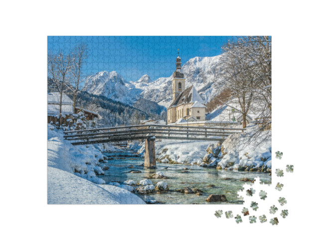 Puzzle 1000 pezzi „Chiesa parrocchiale di San Sebastiano, Berchtesgadener Land, Germania“