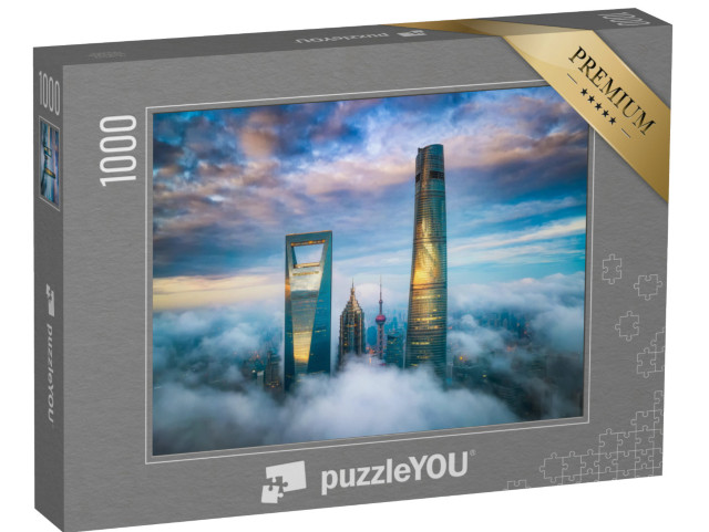 Puzzle 1000 pezzi „Sopra le nuvole: i grattacieli di Shanghai Lujiazui“