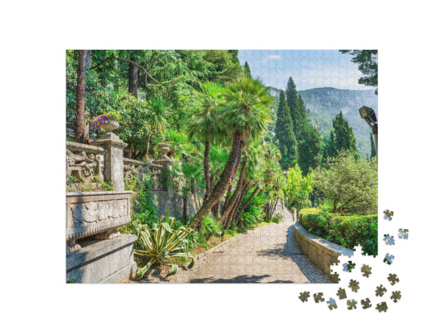 Puzzle 1000 pezzi „Giardino botanico di Villa Monastero a Varenna sul lago di Como, Italia“