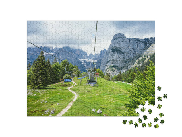 Puzzle 1000 pezzi „Seggiovia del Lago di Molveno, Trentino, Italia“