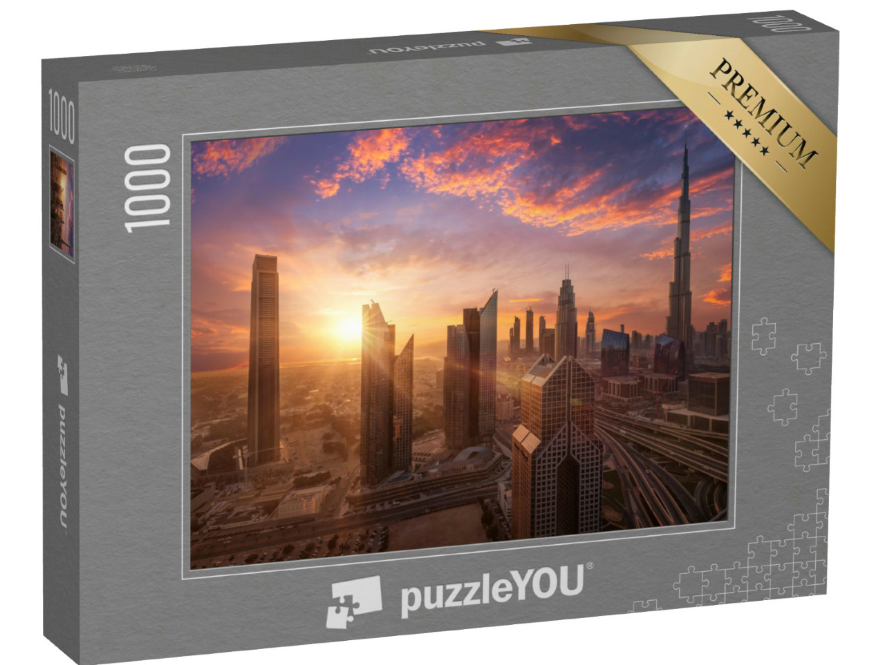 Puzzle 1000 pezzi „Splendido tramonto nel centro di Dubai“