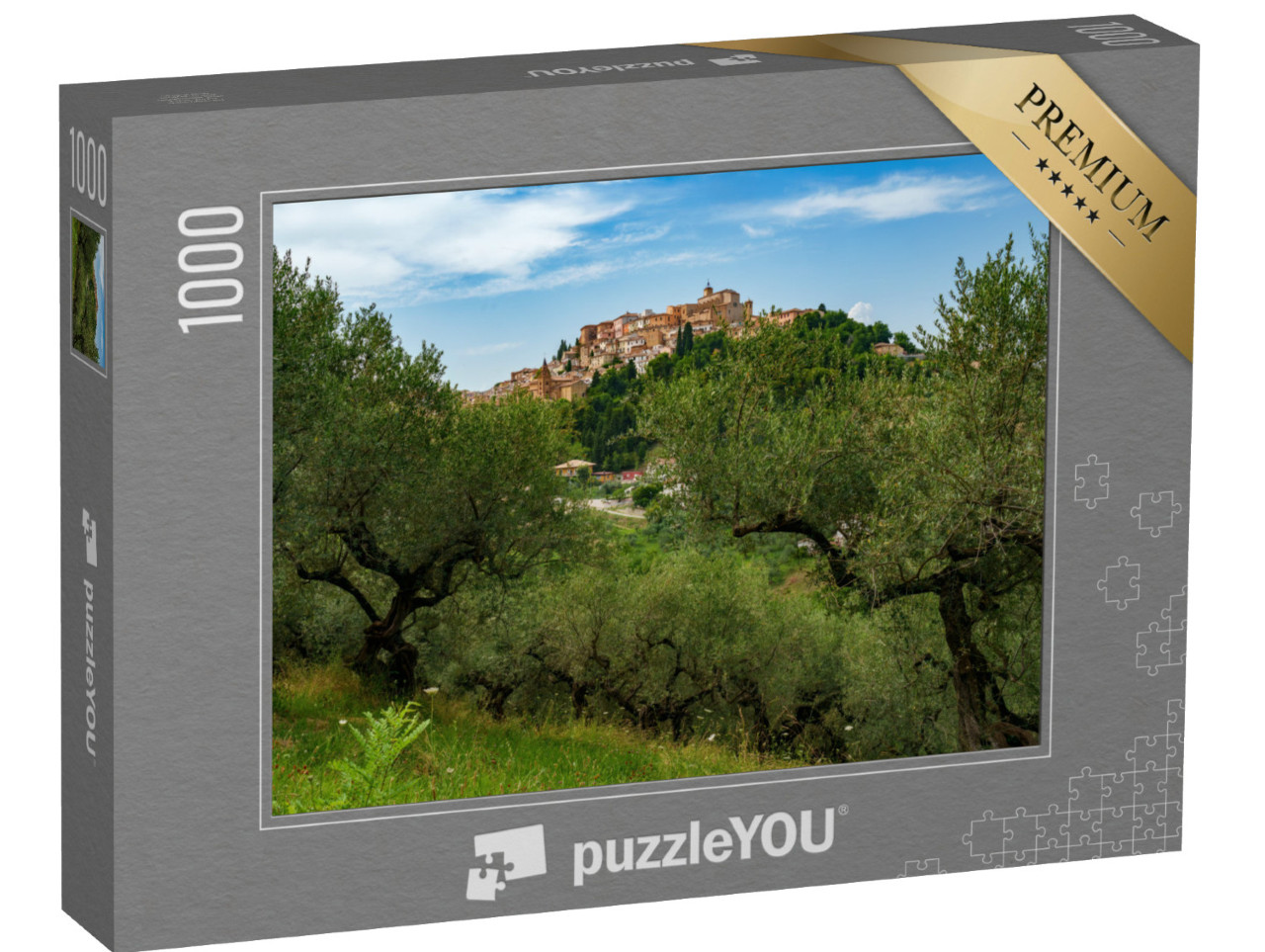 Puzzle 1000 pezzi „Veduta di Loreto Aprutino, città storica della provincia di Pescara, Abruzzo, Italia“