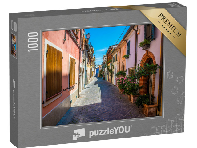 Puzzle 1000 pezzi „Una veduta di una strada tranquilla e colorata nella zona del villaggio di San Giuliano a Rimini“