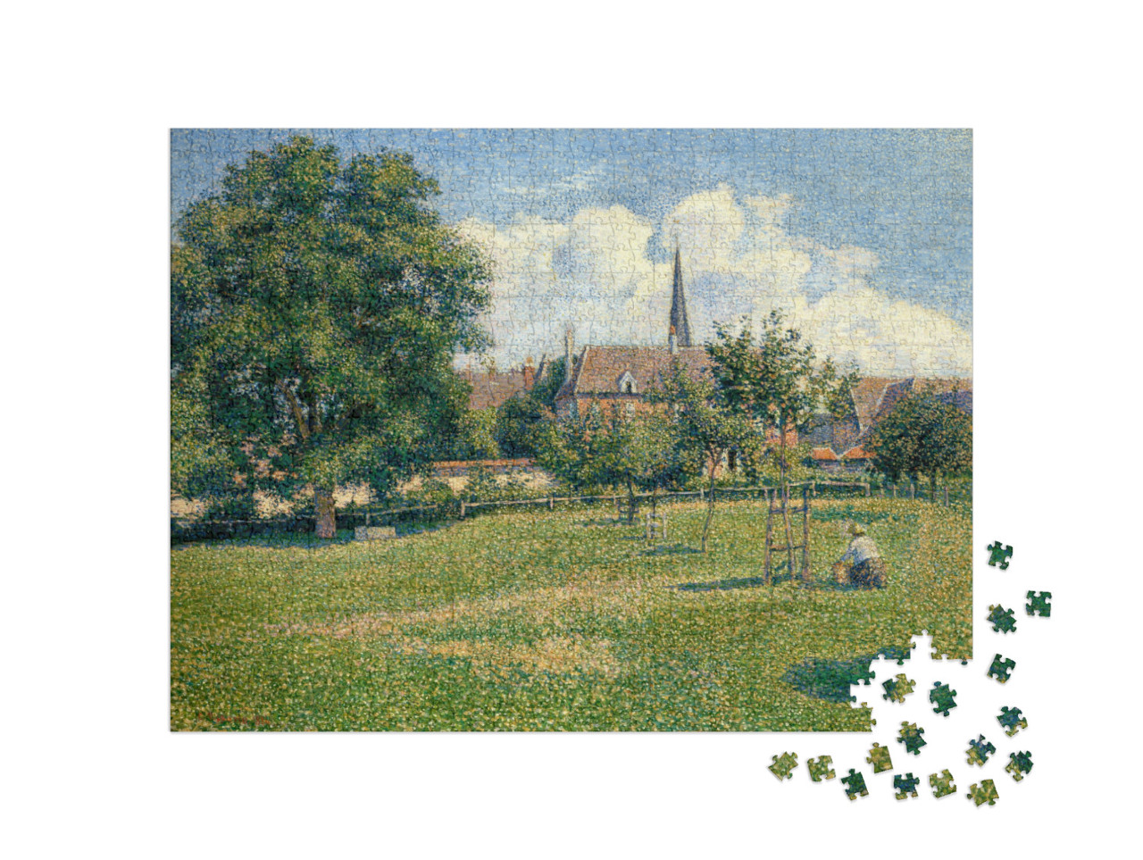 Puzzle 1000 pezzi „Camille Pissarro - La casa della donna sorda e il campanile di Eragny“