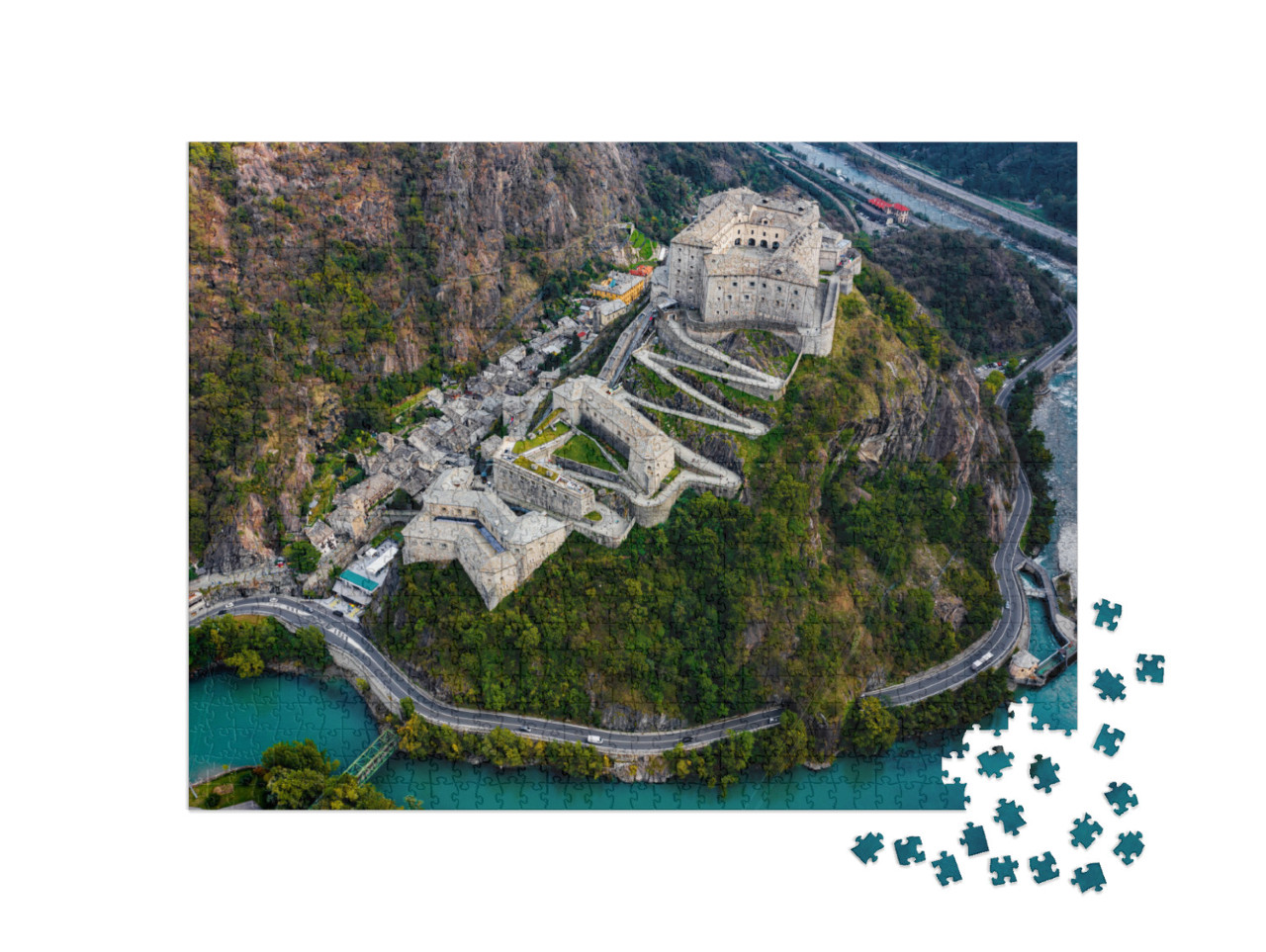 Puzzle 1000 pezzi „Castello Forte di Bard Aosta Italia Avengers age of ultron“