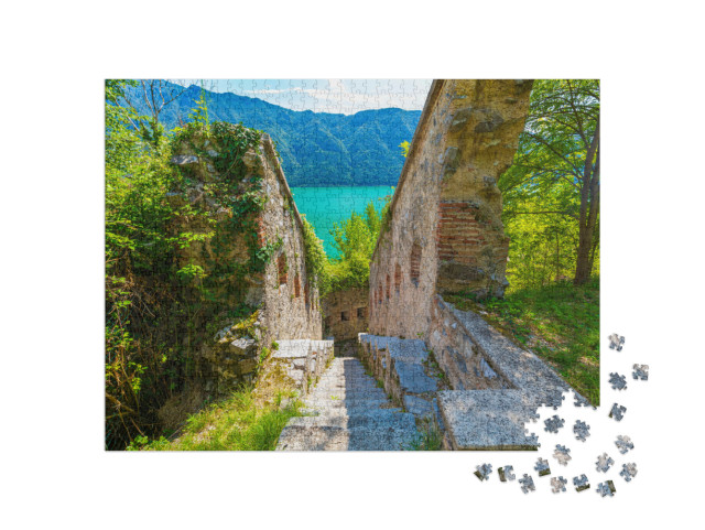 Puzzle 1000 pezzi „Visita guidata nello splendido paesaggio del Lago d'Idro Rocca d'Anfo Italia“