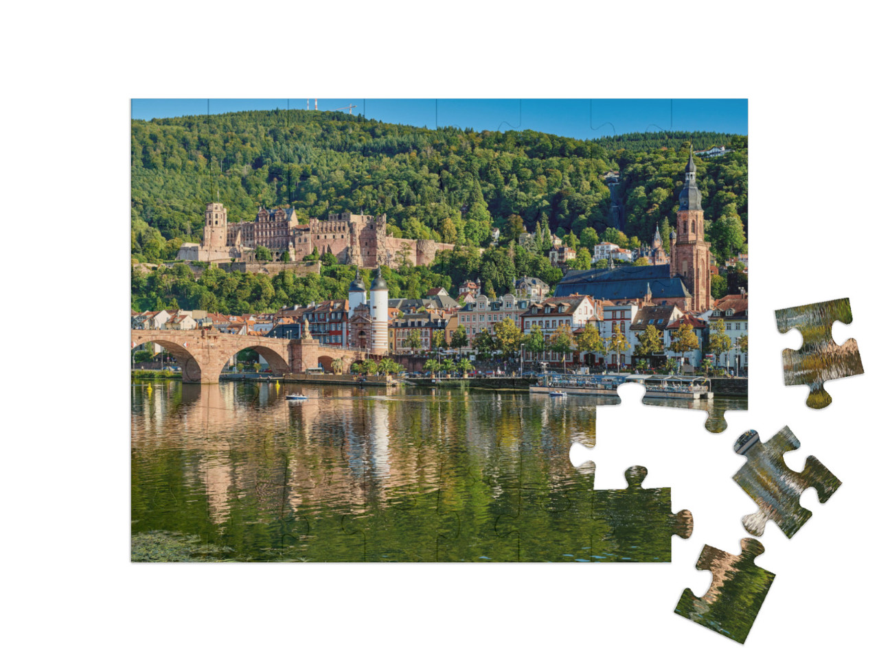 Puzzle 48 pezzi „Centro storico di Heidelberg sul Neckar, Germania“