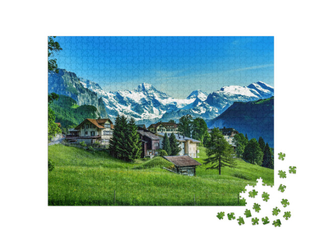 Puzzle 1000 pezzi „Alpi svizzere con Jungfraujoch“