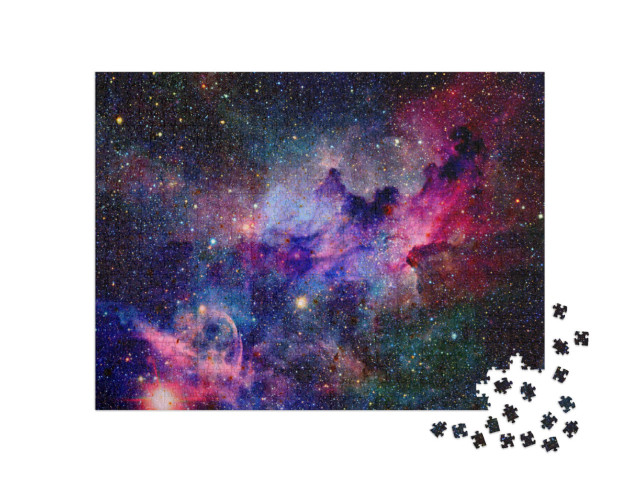 Puzzle 1000 pezzi „Nebulose e galassie nello spazio, colori brillanti, rosso, viola, blu“