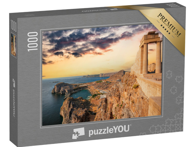 Puzzle 1000 pezzi „Il villaggio imbiancato di Lindos a Rodi, Grecia“