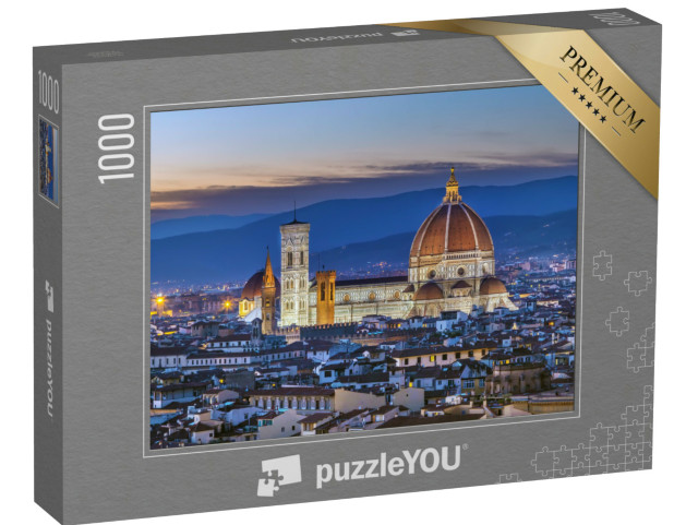 Puzzle 1000 pezzi „Vista del Duomo di Firenze di sera da Piazzale Michelangelo, Italia“