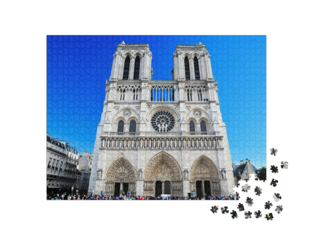 Puzzle 1000 pezzi „Cattedrale di Notre Dame, Parigi, Francia, attrazione turistica parigina“
