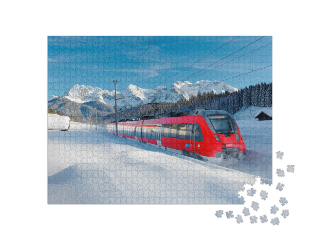 Puzzle 1000 pezzi „Ferrovia nelle montagne invernali del Karwendel, Germania“