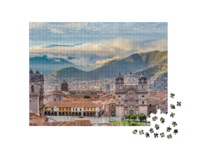 Puzzle 1000 pezzi „Il sole del mattino in Plaza de Armas, Cusco, città“