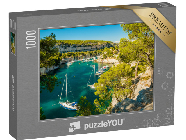 Puzzle 1000 pezzi „Calanque de Port Miou - fiordo vicino al villaggio di Cassis in Provenza, Francia“