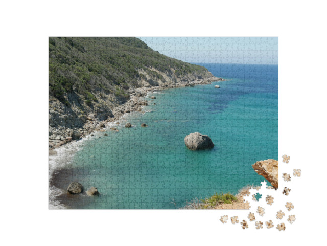 Puzzle 1000 pezzi „una splendida vista della costa dell'isola del giglio - Toscana, Italia.“