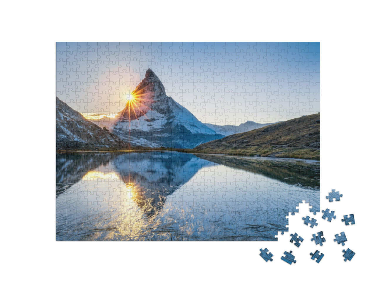 Puzzle 500 pezzi „Riffelsee e Cervino nel Canton Vallese, Svizzera“