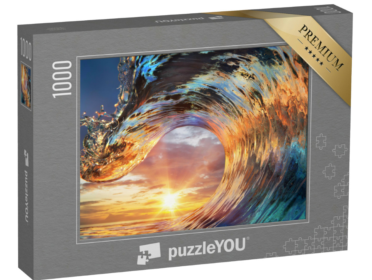 Puzzle 1000 pezzi „Onda marina colorata di fronte a bellissime nuvole“