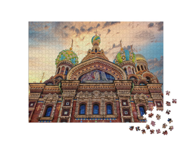 Puzzle 1000 pezzi „Facciata della Chiesa del Salvatore, San Pietroburgo, Russia“