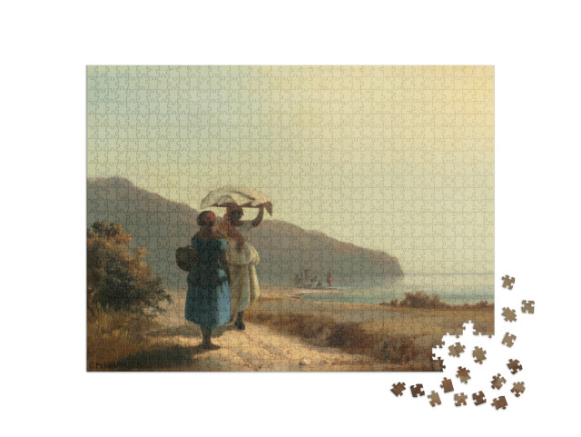 Puzzle 1000 pezzi „Camille Pissarro - Due donne che parlano in riva al mare, San Tommaso“