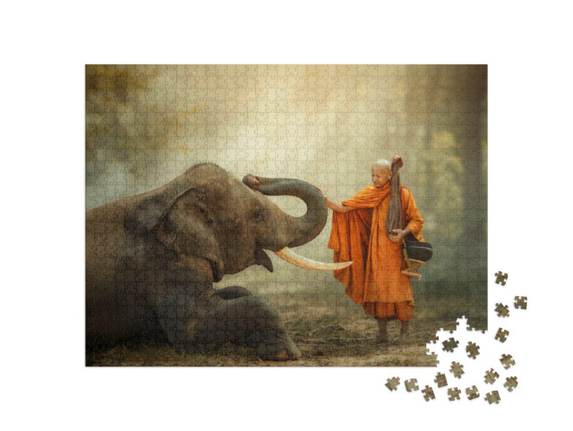Puzzle 1000 pezzi „Monaco ed elefante“