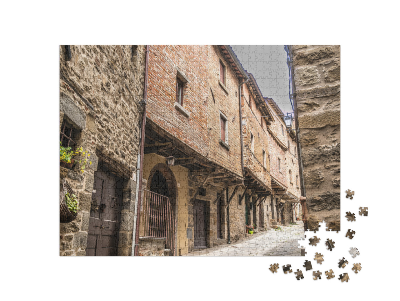 Puzzle 1000 pezzi „Case tradizionali nella città etrusca di Cortona, Toscana, Italia“