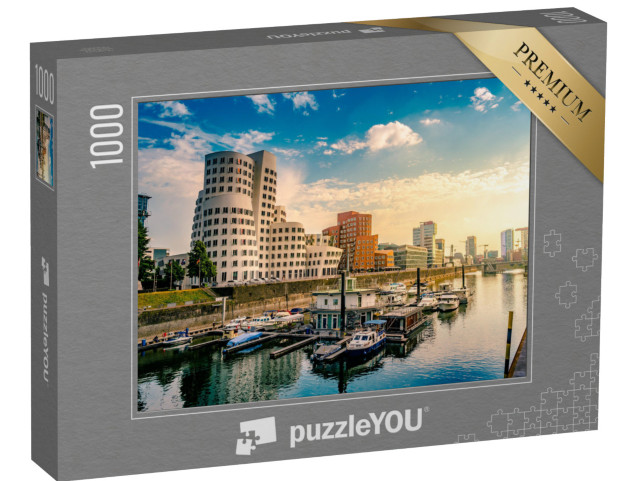 Puzzle 1000 pezzi „Luce mattutina sul porto di Media sul Reno, Düsseldorf“