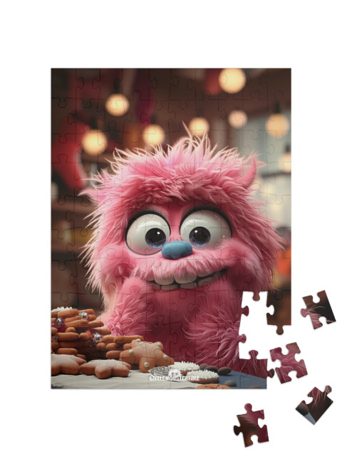 Puzzle 100 pezzi „LITTLEMONSTERTIME: Pinky Puff - Natale“