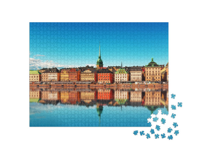 Puzzle 1000 pezzi „Panorama estivo della città vecchia di Gamla Stan, Stoccolma, Svezia“