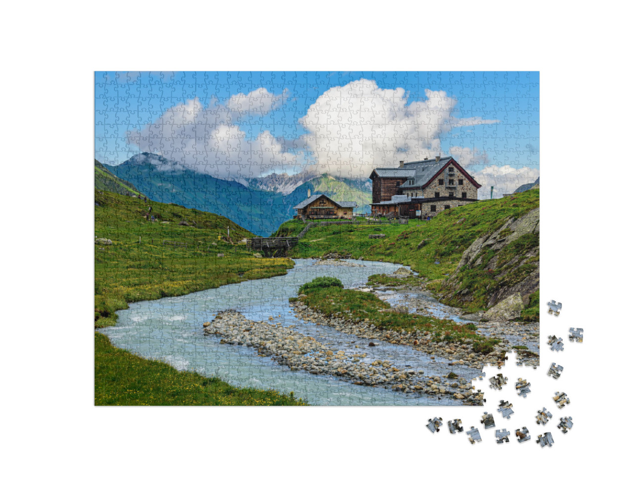 Puzzle 1000 pezzi „Il rifugio Franz Senn nelle Alpi dello Stubai“